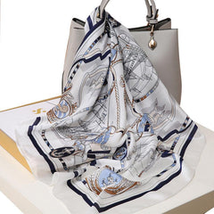 Silk Scarf Womens Printing Scarves Square Satin Headscarf
