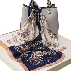 Silk Scarf Womens Printing Scarves Square Satin Headscarf