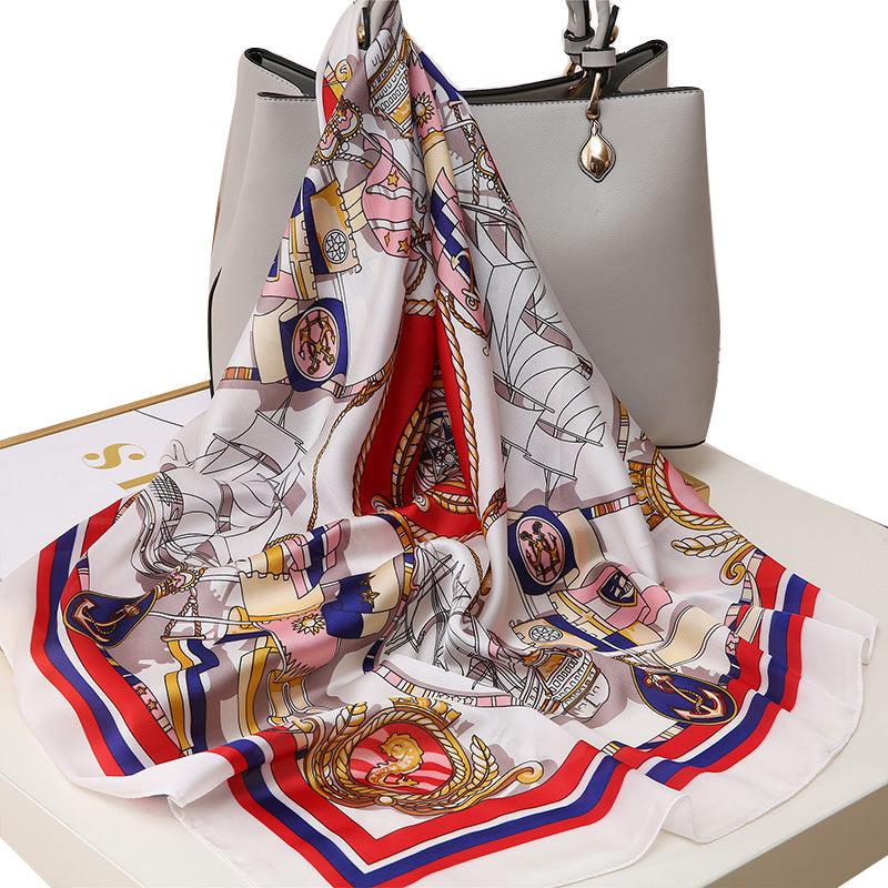 Silk Scarf Womens Printing Scarves Square Satin Headscarf