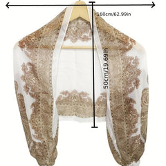 Women's Chiffon Sunscreen Shawl Paisley Print Long Sleeve Cape