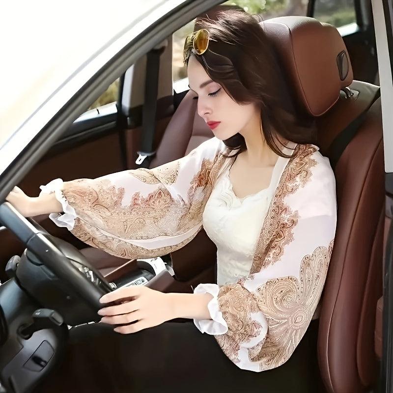 Women's Chiffon Sunscreen Shawl Paisley Print Long Sleeve Cape
