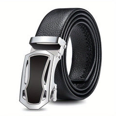 Men's Automatic Buckle Belt PU Leather Business Suit Waist Strap