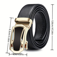 Men's Automatic Buckle Belt PU Leather Business Suit Waist Strap