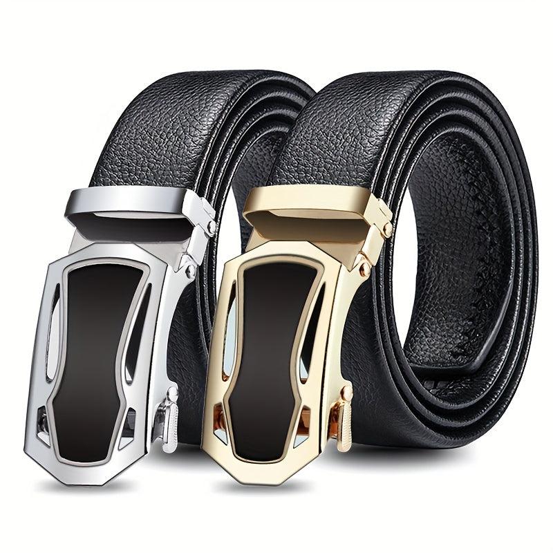 Men's Automatic Buckle Belt PU Leather Business Suit Waist Strap
