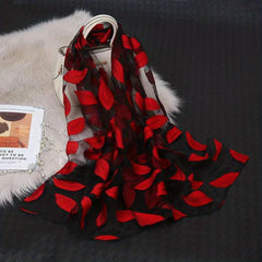Leaf Embroidery Organza Scarf Vintage Thin Breathable Shawl Solid Head Wraps