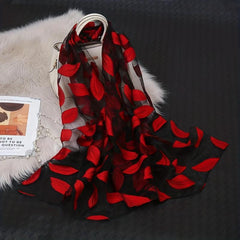Leaf Embroidery Organza Scarf Vintage Thin Breathable Shawl Solid Head Wraps