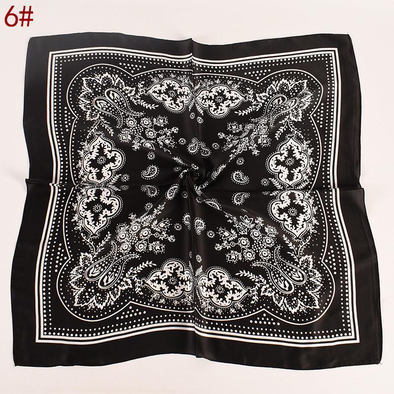 Vintage Bandana Flower Printed Scarf Satin Square Scarf