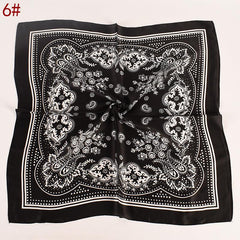 Vintage Bandana Flower Printed Scarf Satin Square Scarf