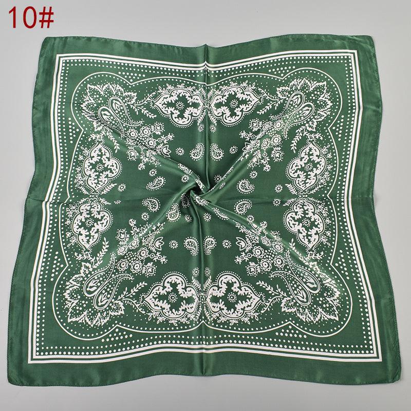 Vintage Bandana Flower Printed Scarf Satin Square Scarf