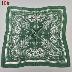 Vintage Bandana Flower Printed Scarf Satin Square Scarf