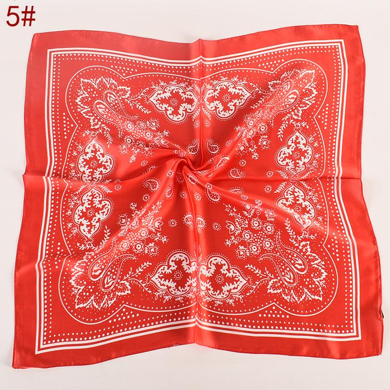 Vintage Bandana Flower Printed Scarf Satin Square Scarf