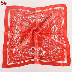 Vintage Bandana Flower Printed Scarf Satin Square Scarf