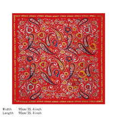 Floral Paisley Print Square Scarf Large Satin Shawl Bandana