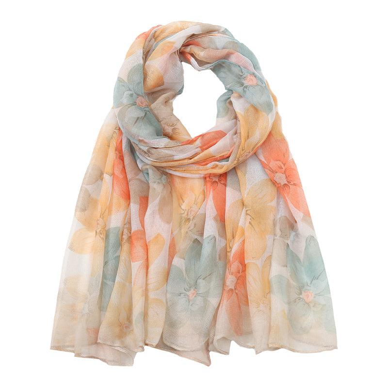 Floral Shawl Warm Yarn Scarf Beach For Women