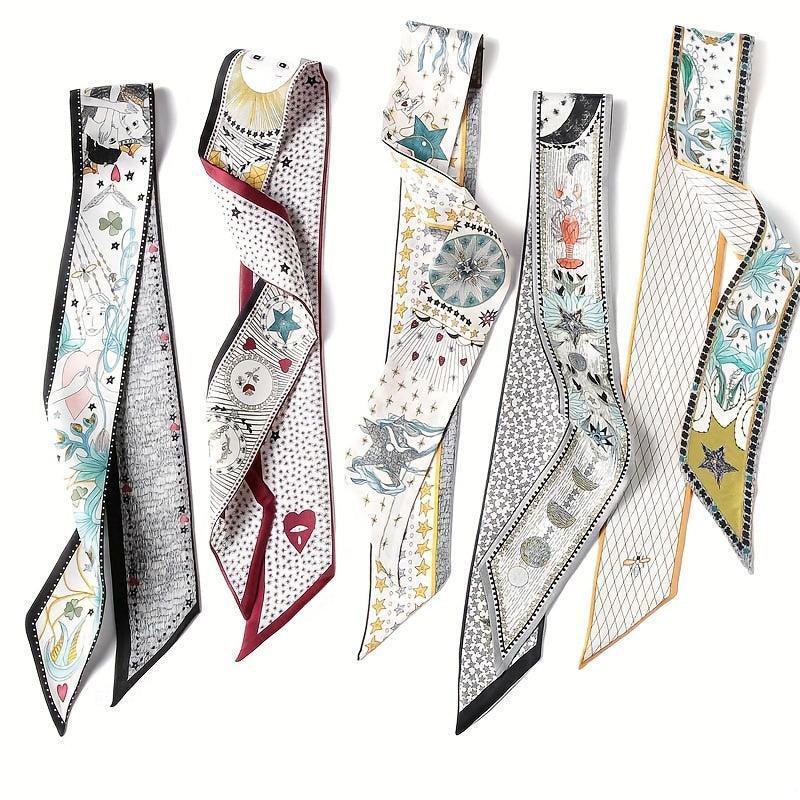 Tarot Double Layer Twill Scarf Silk Ribbon Neckerchief Bag