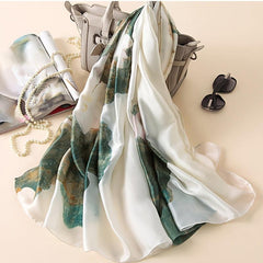 Silk Satin Lotus Flower Scarf Turban Headband Lightweight Shawl
