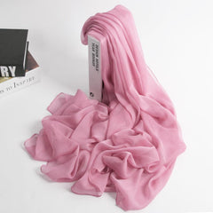 Pink Gradient Ladies Silk Scarf Spring Autumn Winter Shawl Long Gauze Scarf