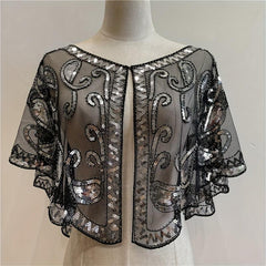 Sequin Embroidery Vintage Shawl Short Cape Mesh Cardigan Women Dress Accessories