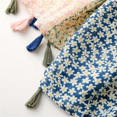 Daisy Printed Scarf Soft Floral Sunscreen Shawl Wrap Tassel Shawl Scarf
