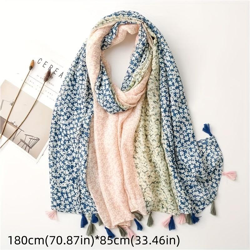 Daisy Printed Scarf Soft Floral Sunscreen Shawl Wrap Tassel Shawl Scarf