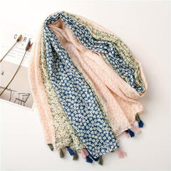 Daisy Printed Scarf Soft Floral Sunscreen Shawl Wrap Tassel Shawl Scarf
