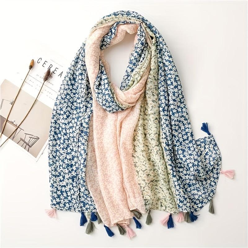Daisy Printed Scarf Soft Floral Sunscreen Shawl Wrap Tassel Shawl Scarf