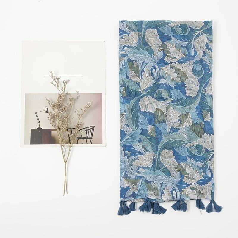 Floral Printed Tassel Scarf Warm Scarves Long Lightweight Scarf