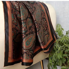 Paisley Print Silk Scarf Women Windproof Head Wrap