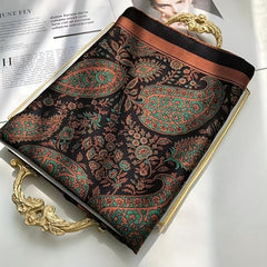 Paisley Print Silk Scarf Women Windproof Head Wrap