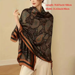 Paisley Print Silk Scarf Women Windproof Head Wrap