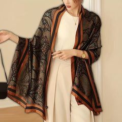 Paisley Print Silk Scarf Women Windproof Head Wrap
