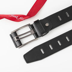 Casual Men's PU Leather Belt with Wide Stitch Buckle