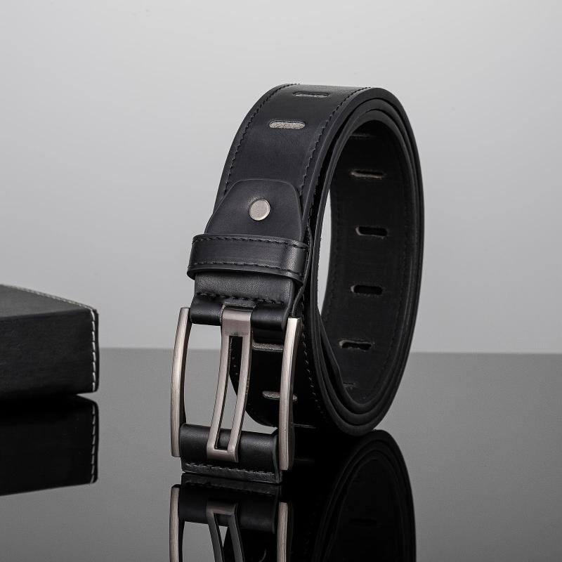 Casual Men's PU Leather Belt with Wide Stitch Buckle