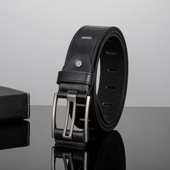 Casual Men's PU Leather Belt with Wide Stitch Buckle
