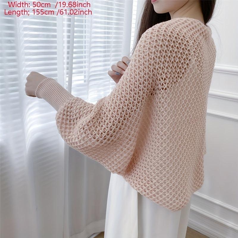 Honeycomb Hollow Shawl Knitted Wrap Breathable Warm Cape