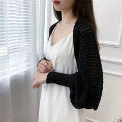 Honeycomb Hollow Shawl Knitted Wrap Breathable Warm Cape