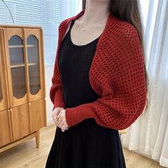 Honeycomb Hollow Shawl Knitted Wrap Breathable Warm Cape
