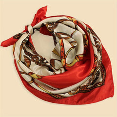 Vintage Chain Print Square Scarf Satin Bandana Classic Neckerchief