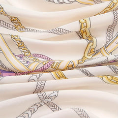 Chain Print Beige Bandana Boho Square Scarf Head Wrap