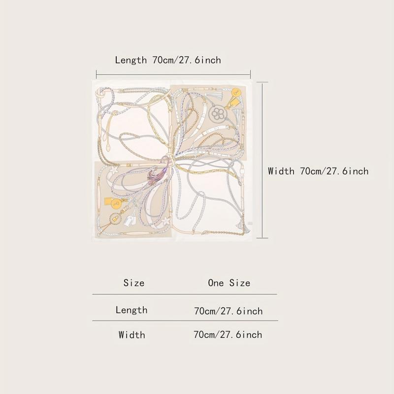 Chain Print Beige Bandana Boho Square Scarf Head Wrap