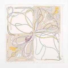 Chain Print Beige Bandana Boho Square Scarf Head Wrap