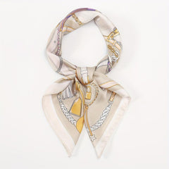 Chain Print Beige Bandana Boho Square Scarf Head Wrap
