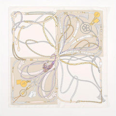 Chain Print Beige Bandana Boho Square Scarf Head Wrap