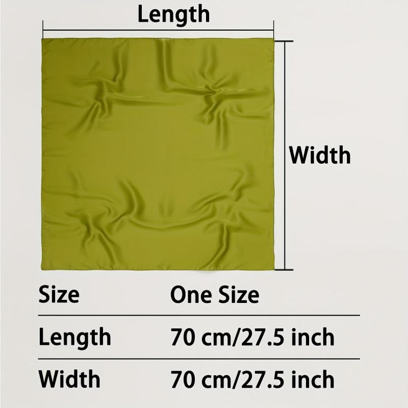 Solid Silky Bandana Satin Square Scarf Plain Headscarf Lightweight
