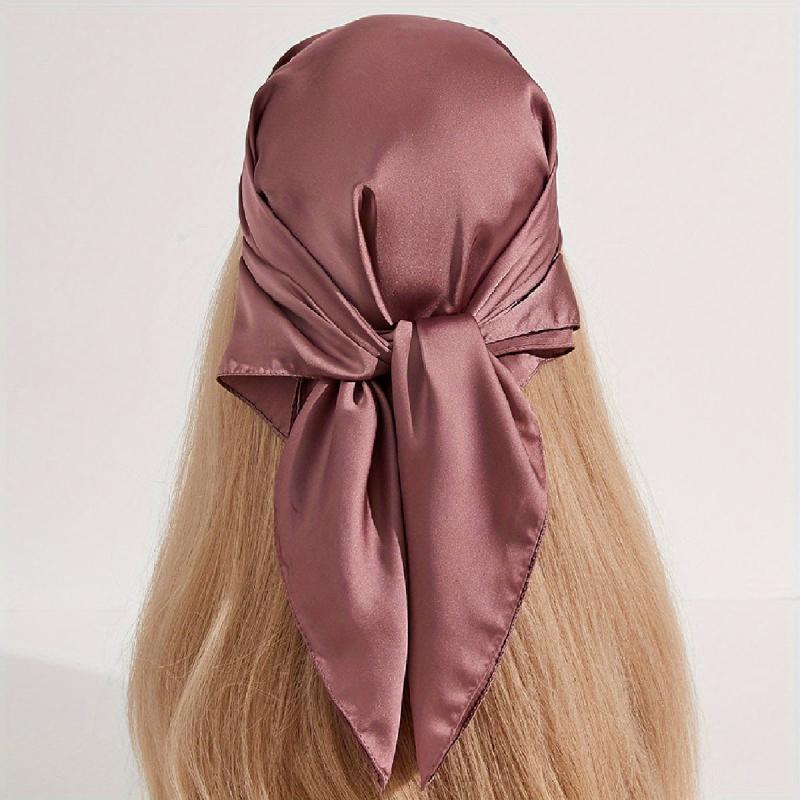 Solid Silky Bandana Satin Square Scarf Plain Headscarf Lightweight