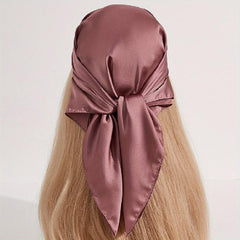 Solid Silky Bandana Satin Square Scarf Plain Headscarf Lightweight