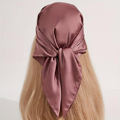Solid Silky Bandana Satin Square Scarf Plain Headscarf Lightweight