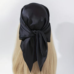 Solid Silky Bandana Satin Square Scarf Plain Headscarf Lightweight