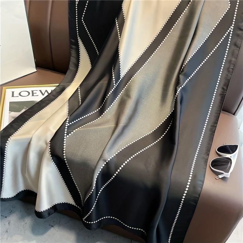 Geometric Block Scarf Gray Breathable Sunscreen Shawl Windproof