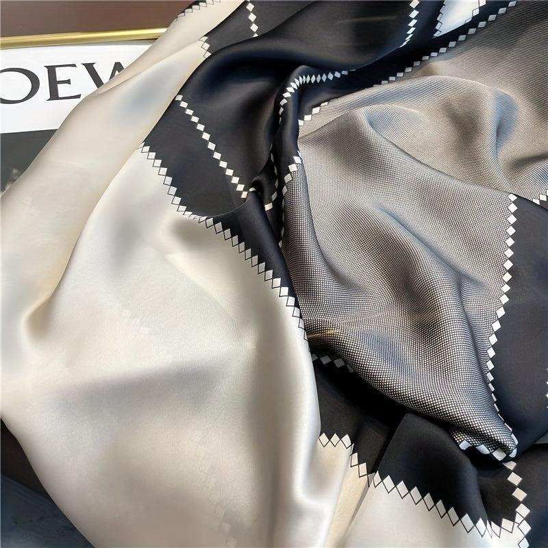 Geometric Block Scarf Gray Breathable Sunscreen Shawl Windproof